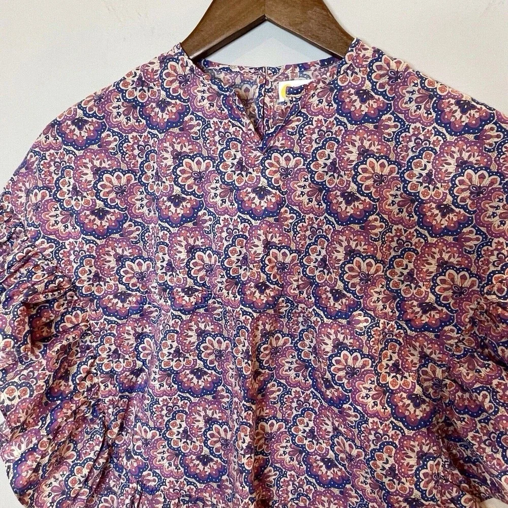 Mini Boden Printed Poncho Kaftan Swim Coverup Lupin Peach Paisley‎ Print Trip 3T